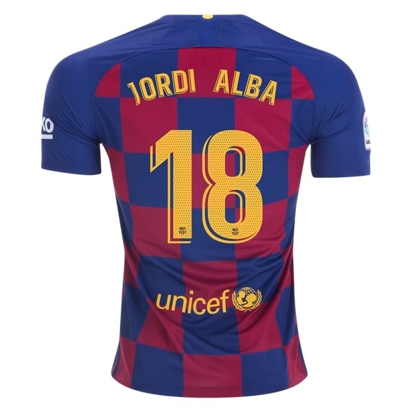 Camiseta Barcelona NO.18 Jordi Alba Primera equipación 2019-2020 Azul Rojo